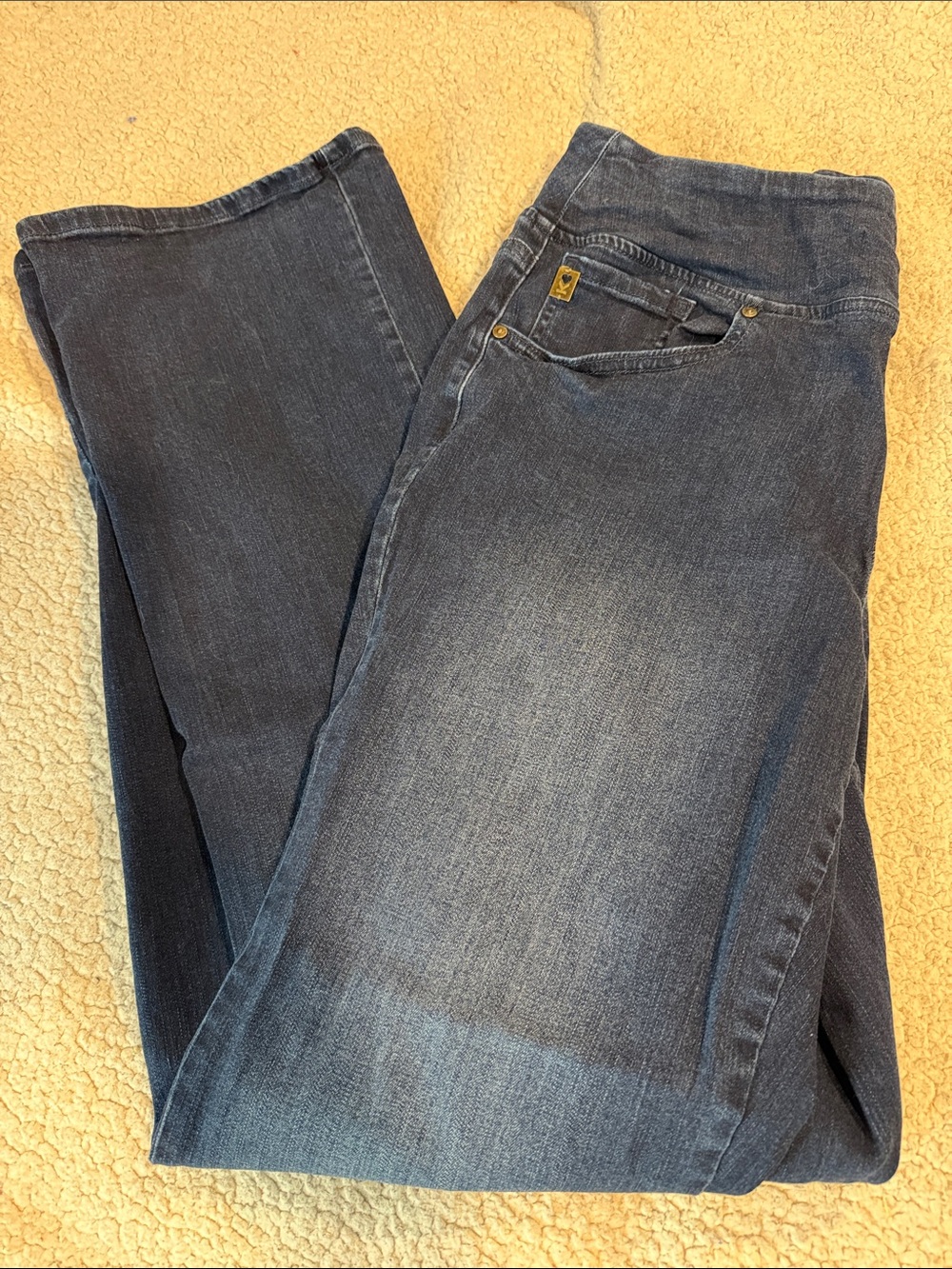 Belle by Kim Gravel Pull-On Stretch Waist Dark Blue Boot Cut Jeans